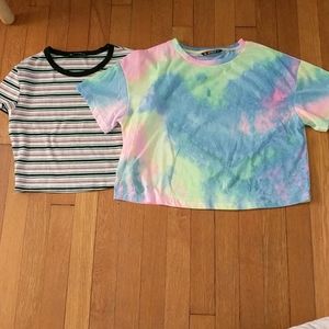 NWOT Cropped T-shirts for teens, tie dye & striped